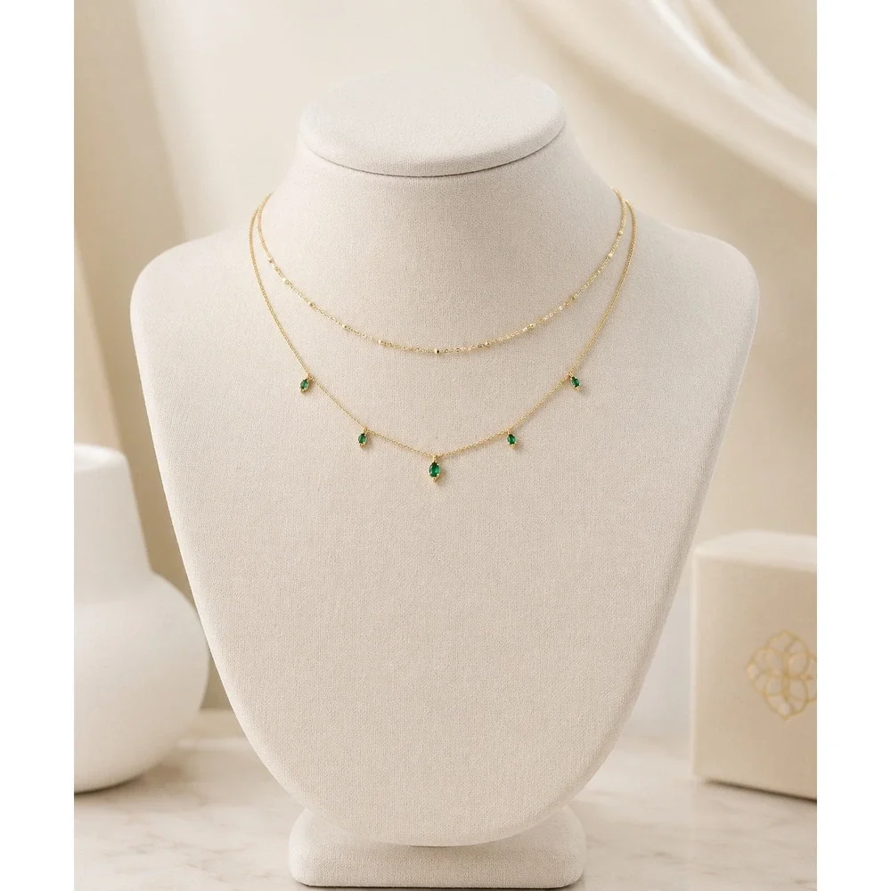 New in Box Kendra Scott Meridith Necklace 2-pc Set / Green Mix / 16